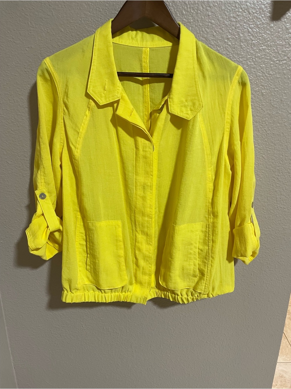 Fridaze linen Bright Yellow Lightweight Button-Front Shirt